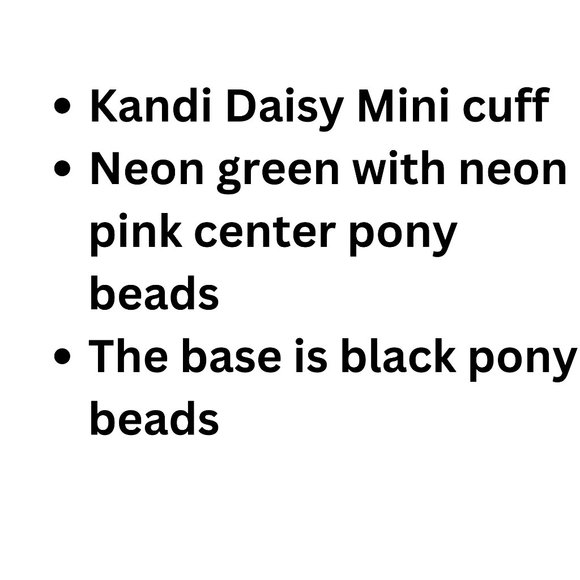 Kandi Daisy Cuff Neon Green W/ Neon Pink Center - Picture 4 of 5